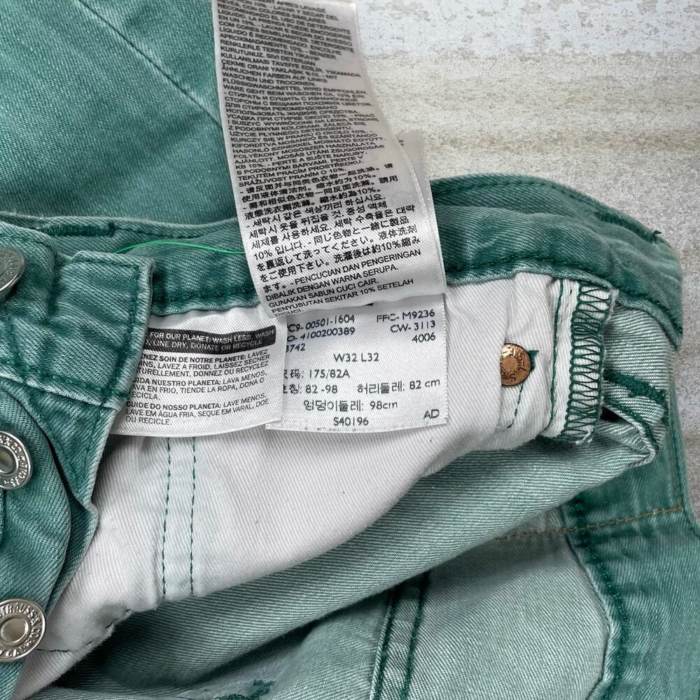 Vintage Y2K Levis Jeans 501 32x29 Regular Straight Leg Ocean Green Wash Denim - Picture 4 of 4